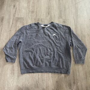 Vintage Y2k Nike Embroidered Swoosh Crewneck Grey Sweater Size XL